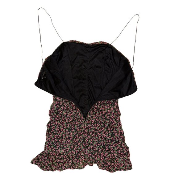 Étophe Studios Floral Ruched Dress - Small, Spaghetti Strap & Ruffled Bottom - Picture 2 of 4